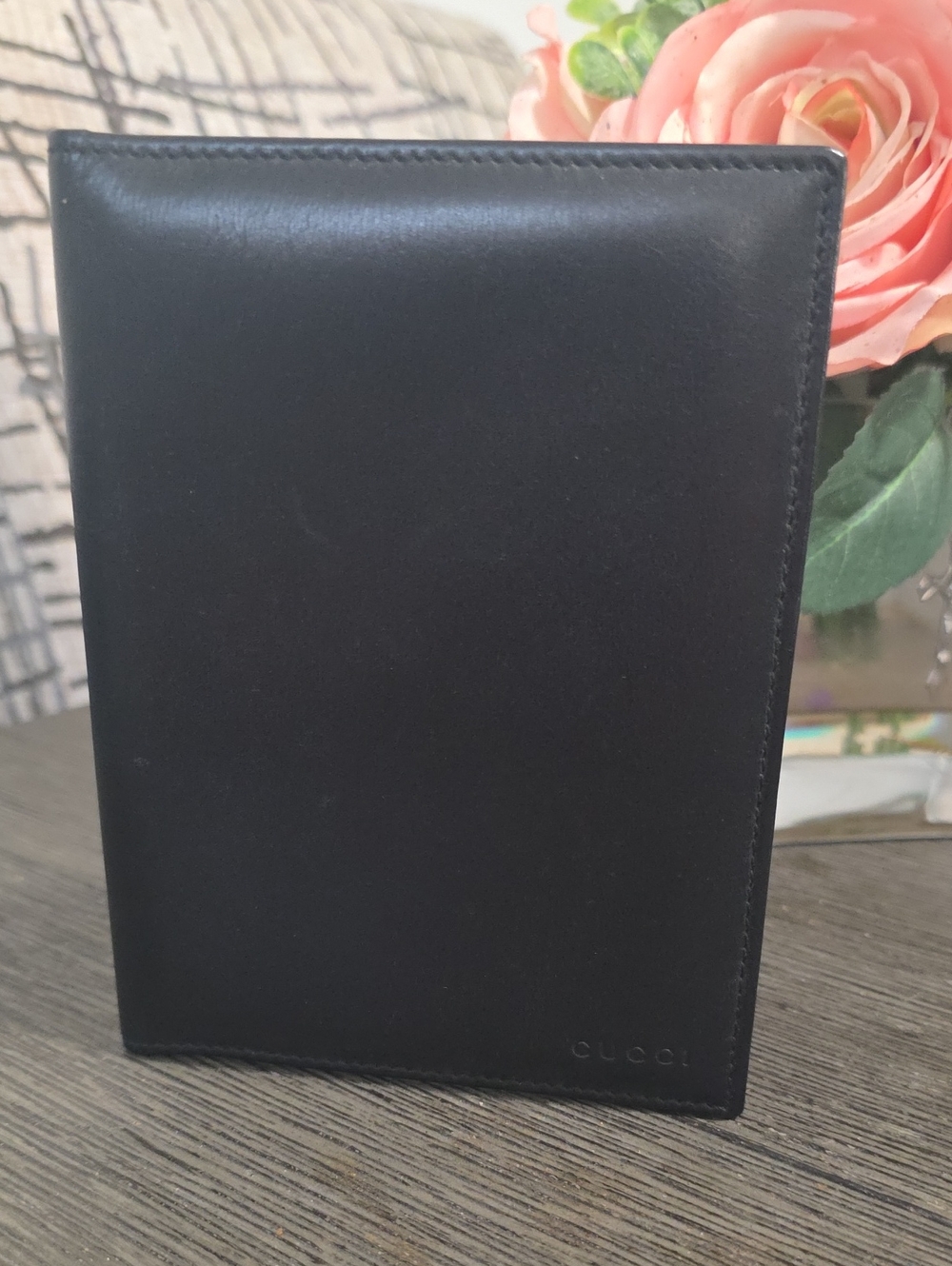 Vintage Gucci Black Leather Passport Holder